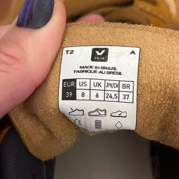 Veja V-10 Suede Sneakers in Camel Desert, Size W8/M6 - Picture 11 of 11